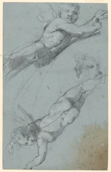 Sketches of Two Winged Putti and an Urn