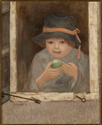 Girl with an Apple in the Window