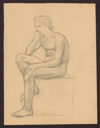 Young Boy Sitting in Profile to the Left