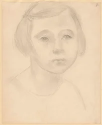 Bust of a Girl with Short Hair and a Twisted Mouth