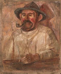 Bust of a Man in a Hat with a Pipe