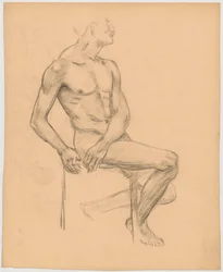 Study of a seated male nude