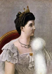 Portrait of the Queen of Italy Helene (Elena) of Montenegro (1873-1952) Illustration by Tancredi Scarpelli from 