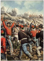 Risorgimento: Representation of Giuseppe Garibaldi (1807-1882) During a Battle - Cover for "Garibaldi, Illustrated Chronicle of the Garibaldian Epic" 1930-1934