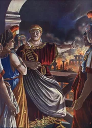 Roman Antiquity: Emperor Nero looks at the Great Fire of Rome