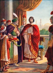 The King of Persia, after the battle of Tigric, suing for peace with the Emperor Julian
