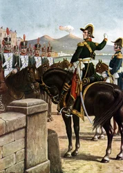 Uprising in the Kingdom of the Two Sicilies (1820): The military Guglielmo Pepe haranged his troops in 1820 in Naples, Italy (Italian patriot Guglielmo Pepe on the Ponte della Maddalena in Naples during the revolutionary movement)