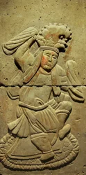 Terracotta stele with dancer, Tang Dynasty (618-907), discovered in Shaanxi Province, Steles Forest Museum in Xian
