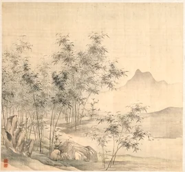 A Solitary Crane in the Bamboo Grove