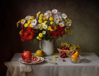 Autumn Flowers and Fruit