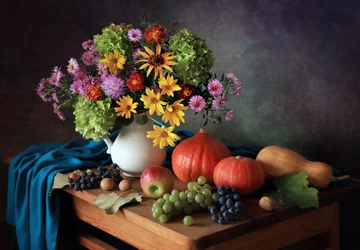 Colorful Autumn Harvest Still Life