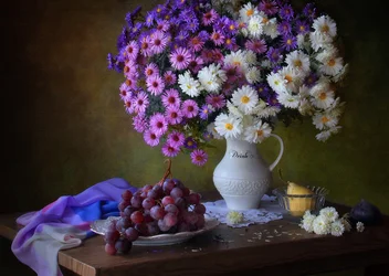 Rustic Flowers and Grapes
