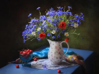 Summer Flowers and Cherries