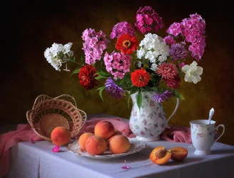 Summer Flowers and Peaches