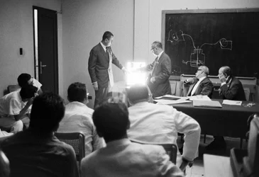 Classroom for doctors and health officials on hospital ship SS Hope