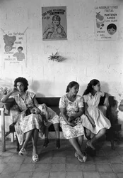 Young Ecuadorian mothers waiting for counseling on hospital ship SS Hope
