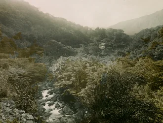 View of Miyanoshita Village in the Hakone Mountains, circa 1900 - 1915