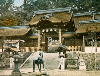 View of the Shinto Temple Suwa-Jinja (Osawa) in Nagasaki, circa 1900 - 1915