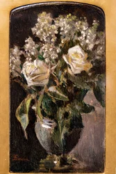 Vase with White Roses and Lilies of the Valley