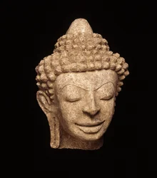 Buddha head, from Chedi Chula Pathom, Davaravati Period