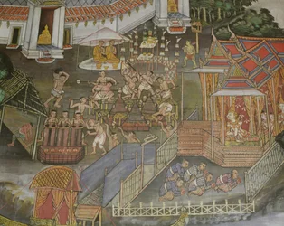 Detail of the Town of Phitsanulok, Wat Bowonniwet Vihara, Bangkok