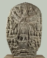 Stelae with Buddha and adoring deities, Davaravati Period