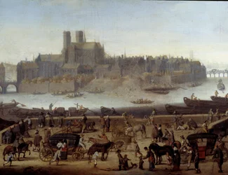 The quay and the bridge of La Tournelle in Paris (detail)