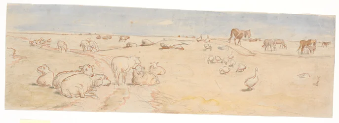 Sheep and Geese on Saltholm (draft for decoration of punch bowl)