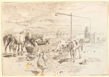 Horses, Calves, and Geese at the Dutch Well on Saltholm