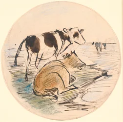 Calves on Saltholm (Draft for Ceramic Dish)