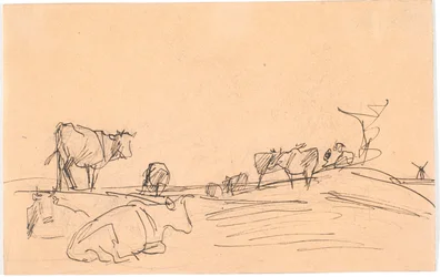 Landscape with Lying and Standing Cows