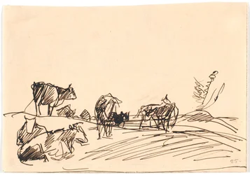 Landscape with Lying and Standing Cows