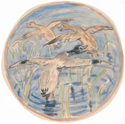 Flying Ducks (sketch for ceramic dish decoration)