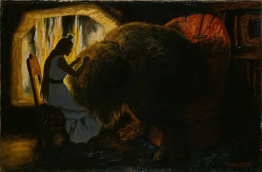 The Princess picking Lice from the Troll