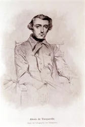 Portrait of Alexis de Tocqueville. Lithograph of Chasseriau. 19th century.