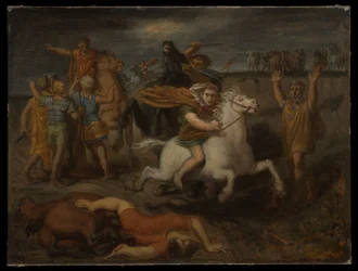 Scene from the Gallic Wars: The Gaul Littavicus, Betraying the Roman Cause, Flees to Gergovia to Support Vercingetorix