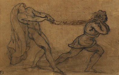 A Male Nude Pulled by Another Male