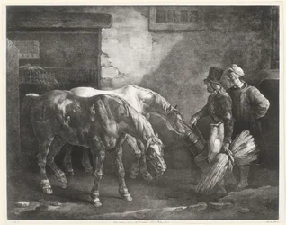 Two Post-Horses at a Stable Door