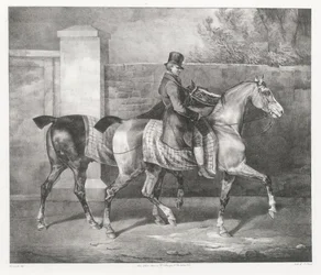 A Groom Exercising Two Horses