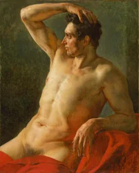 Male Torso in Profile, Right Arm Raised
