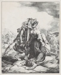 An Egyptian Mameluk Defending a Wounded French Trumpeter at Waterloo