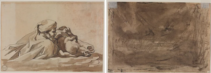 Man Clutching a Horse in Water, after Poussin