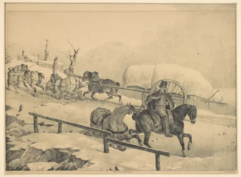 Cart Driver and Postilion on a Hillside