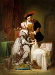Emperor Charles and His Mistress Johanna Van der Gheynst at the Cradle of Their Daughter Margaret