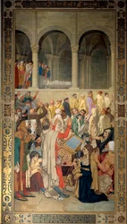 King Louis VI and the people of Paris led by the bishop Etienne asked for protection to Sainte Genevieve