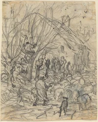 A Flock of Sheep before a Farmhouse