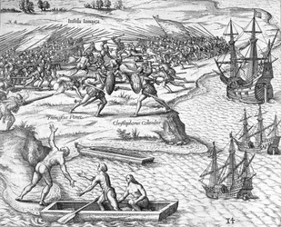 Battle in Jamaica between Christopher Columbus and Francisco Poraz, 1504