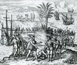 Francisco de Bobadilla Arriving as Governor and Arresting Christopher Columbus in Hispaniola, 1500