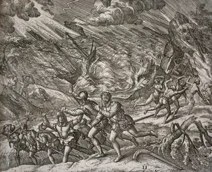 Hurricane Sinking the Santa Maria, Christopher Columbus