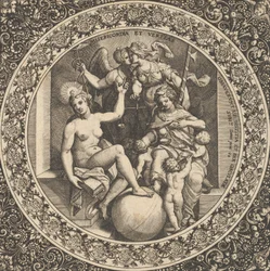 Scene with Misericordia and Veritas in a Circle at Center